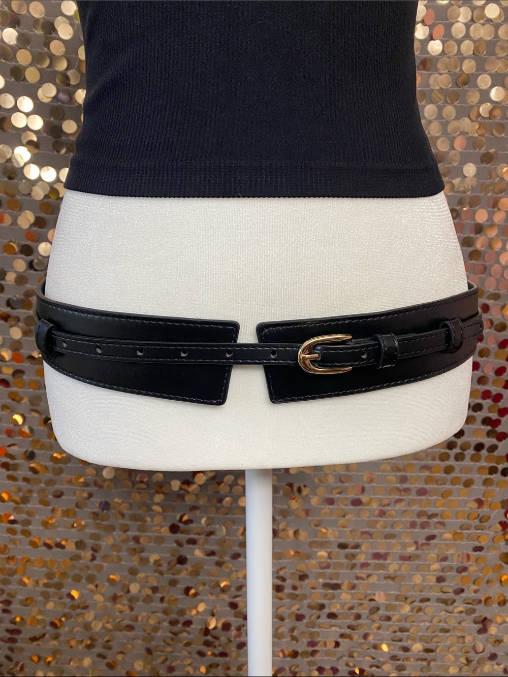 Black belt with gold tone buckle #404